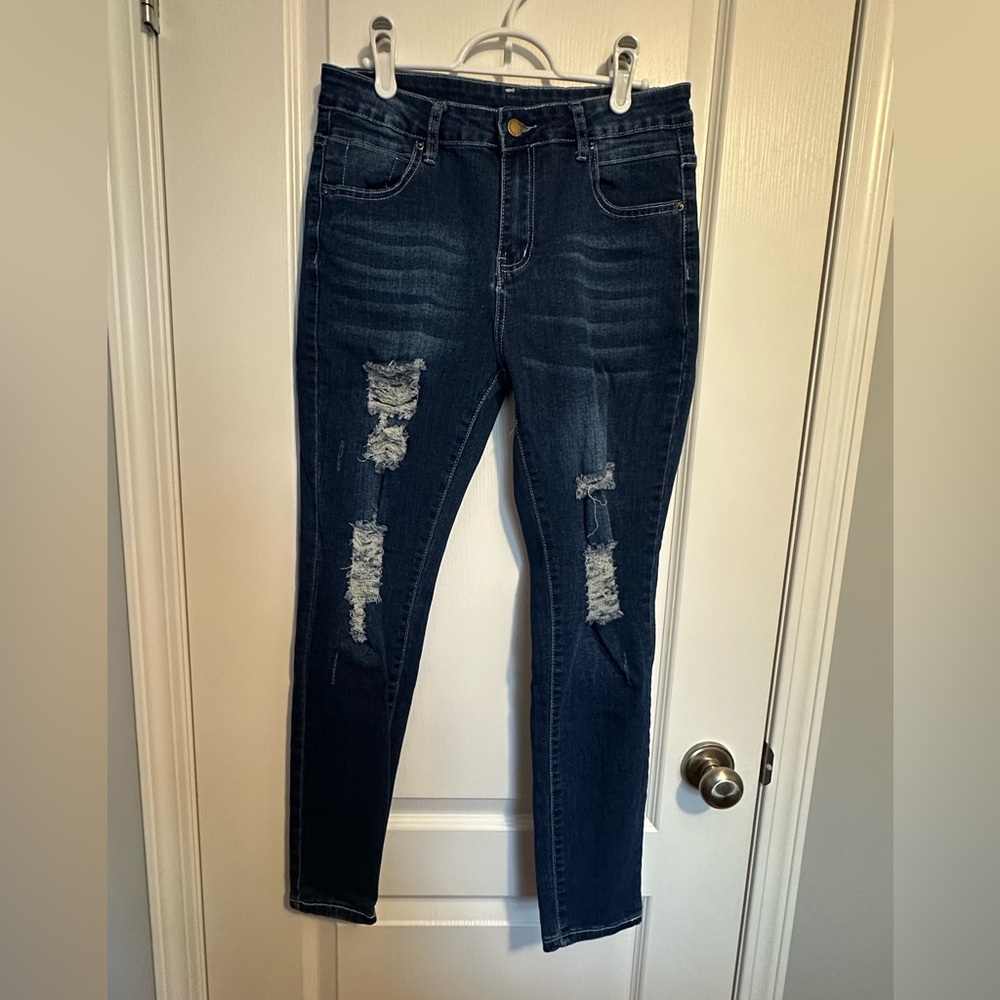 Distressed Blue Jeans - Picture 2 of 10